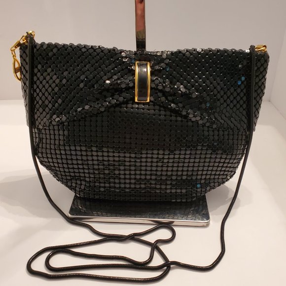 Apri Handbags - Apri Black Mesh Clutch/ Shoulder Bag
